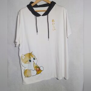 Unbranded Cute Japanese Pizza Cat Graphic Hoodie T-Shirt